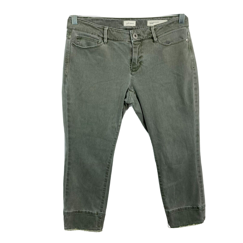 J. Jill Denim Jeans Womens Sz 4P Petite Gray Cotton Denim Authentic Fit Cropped